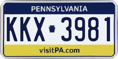 PA license plate KKX3981
