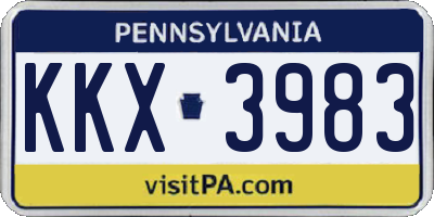 PA license plate KKX3983