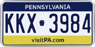 PA license plate KKX3984