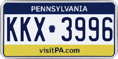 PA license plate KKX3996