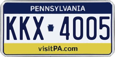 PA license plate KKX4005
