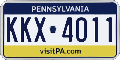 PA license plate KKX4011