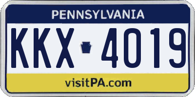 PA license plate KKX4019