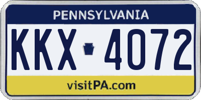 PA license plate KKX4072