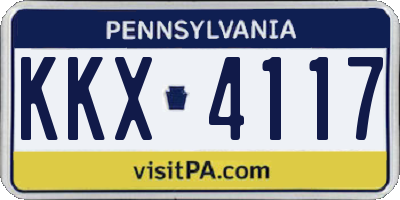 PA license plate KKX4117