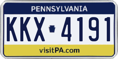 PA license plate KKX4191