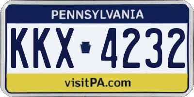 PA license plate KKX4232