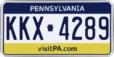 PA license plate KKX4289