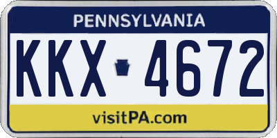 PA license plate KKX4672