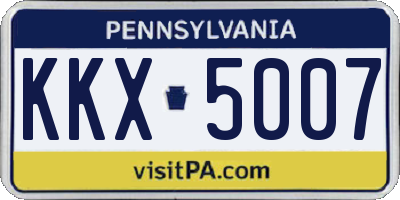 PA license plate KKX5007