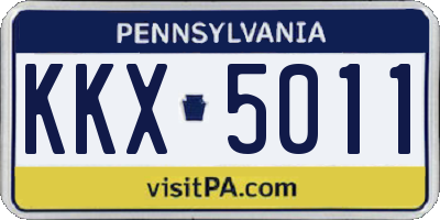 PA license plate KKX5011