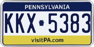 PA license plate KKX5383