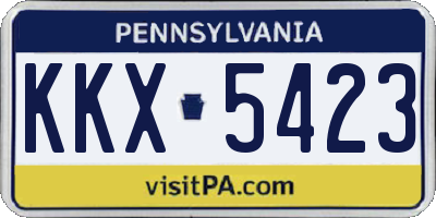 PA license plate KKX5423
