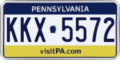PA license plate KKX5572