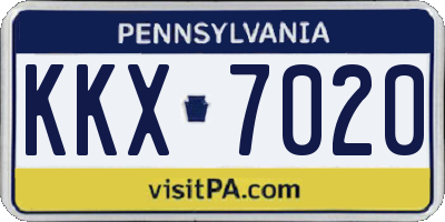 PA license plate KKX7020