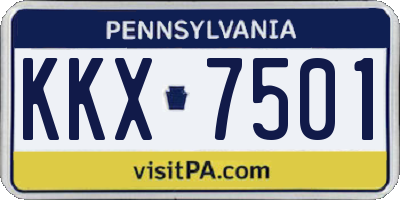 PA license plate KKX7501
