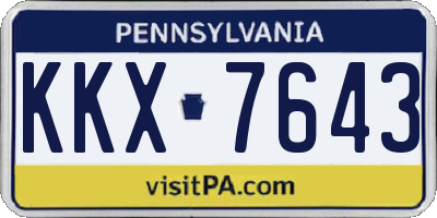 PA license plate KKX7643