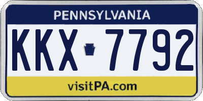 PA license plate KKX7792