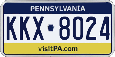 PA license plate KKX8024