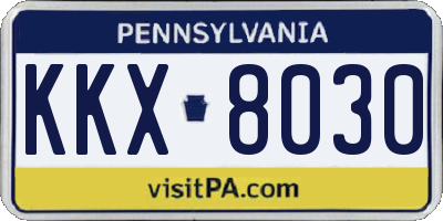 PA license plate KKX8030