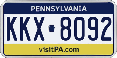 PA license plate KKX8092