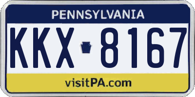 PA license plate KKX8167