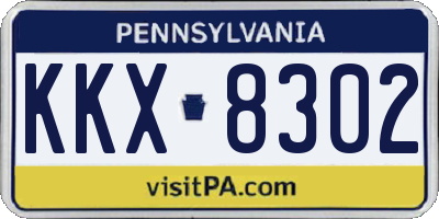 PA license plate KKX8302