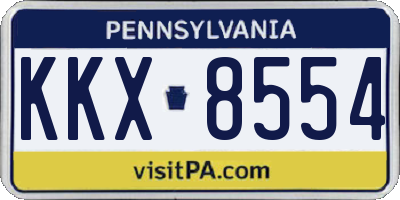 PA license plate KKX8554