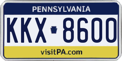 PA license plate KKX8600