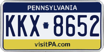 PA license plate KKX8652