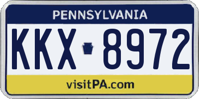 PA license plate KKX8972