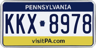 PA license plate KKX8978