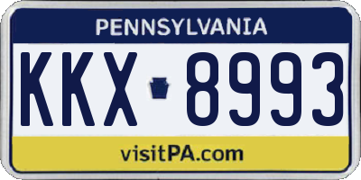 PA license plate KKX8993