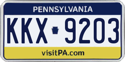 PA license plate KKX9203