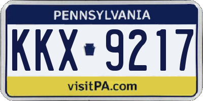 PA license plate KKX9217