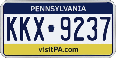 PA license plate KKX9237