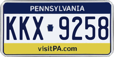 PA license plate KKX9258