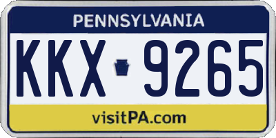 PA license plate KKX9265