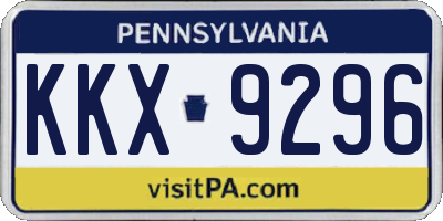 PA license plate KKX9296