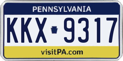 PA license plate KKX9317