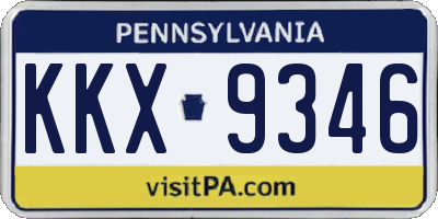 PA license plate KKX9346