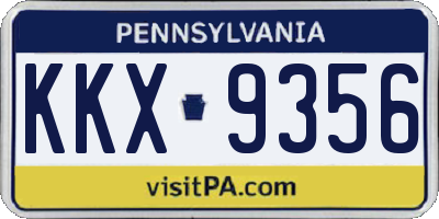 PA license plate KKX9356