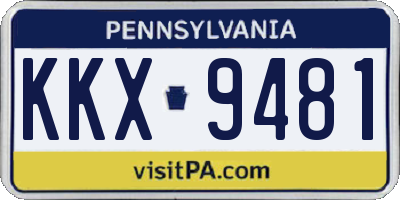 PA license plate KKX9481