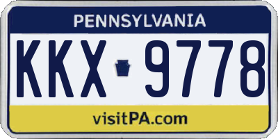 PA license plate KKX9778