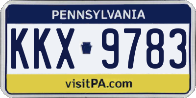 PA license plate KKX9783