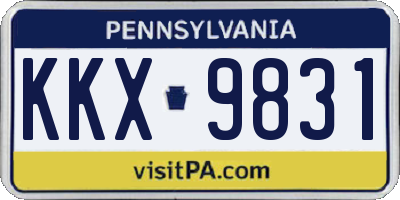 PA license plate KKX9831