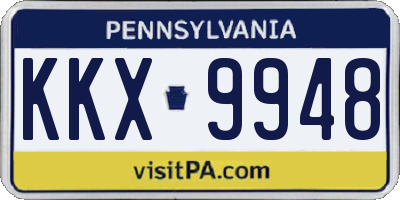 PA license plate KKX9948