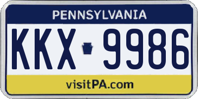 PA license plate KKX9986