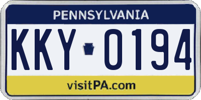 PA license plate KKY0194