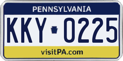 PA license plate KKY0225